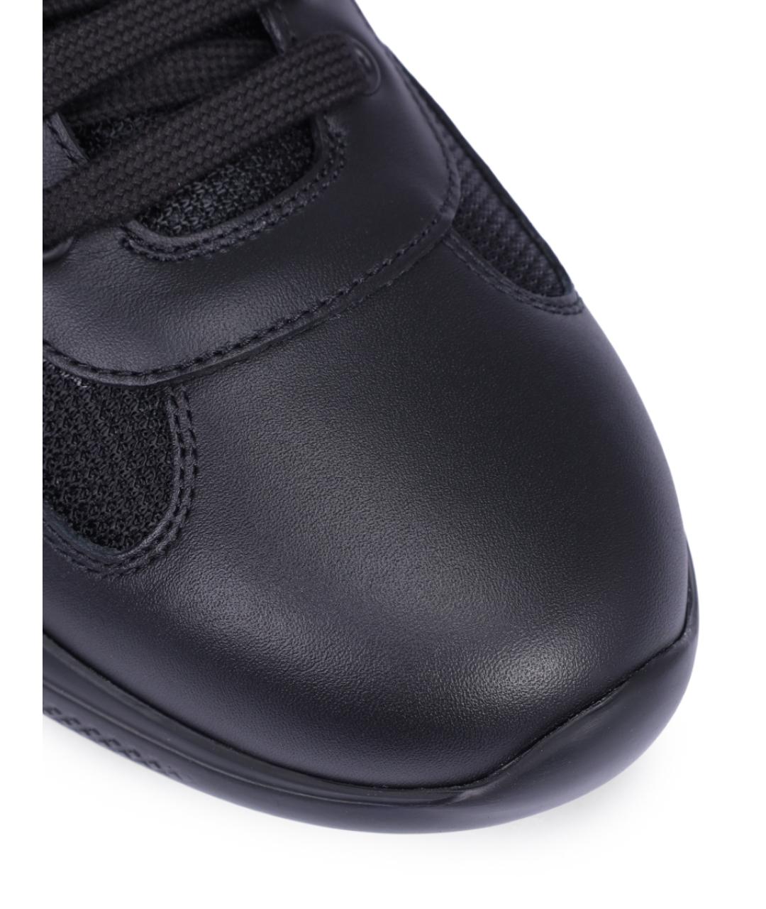 PRADA Черные кожаные низкие кроссовки / кеды, фото 5