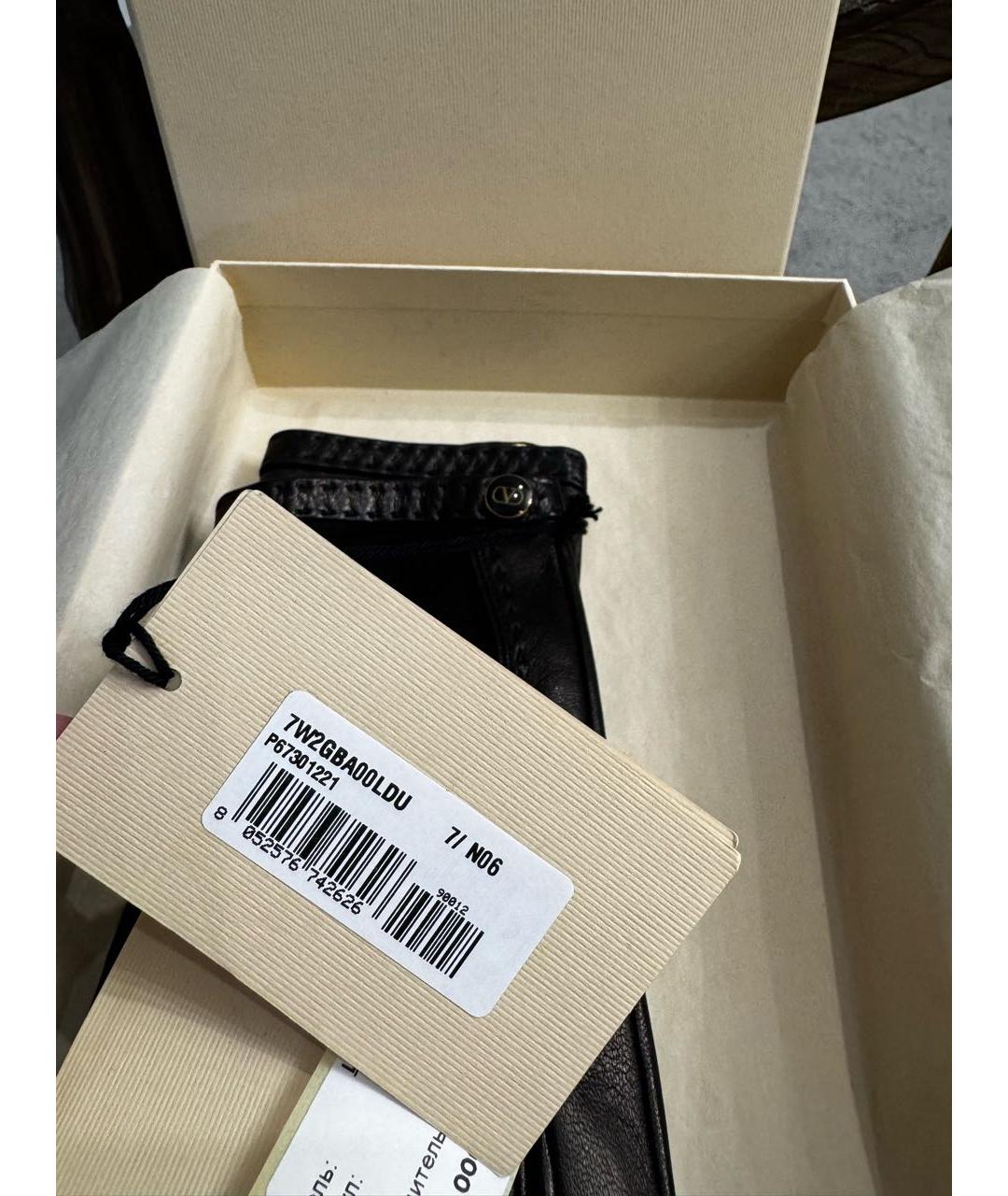 VALENTINO Черные кожаные перчатки, фото 4