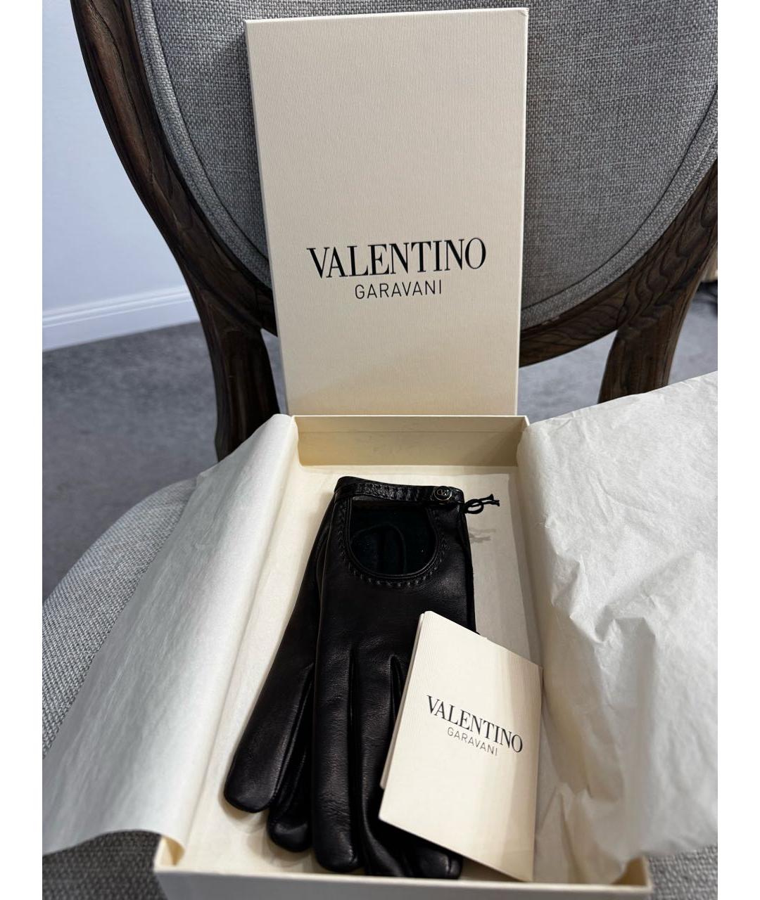 VALENTINO Черные кожаные перчатки, фото 5