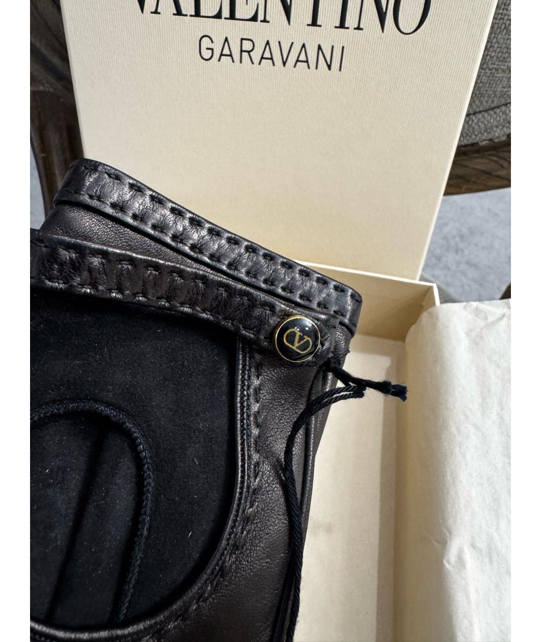 VALENTINO Черные кожаные перчатки, фото 3