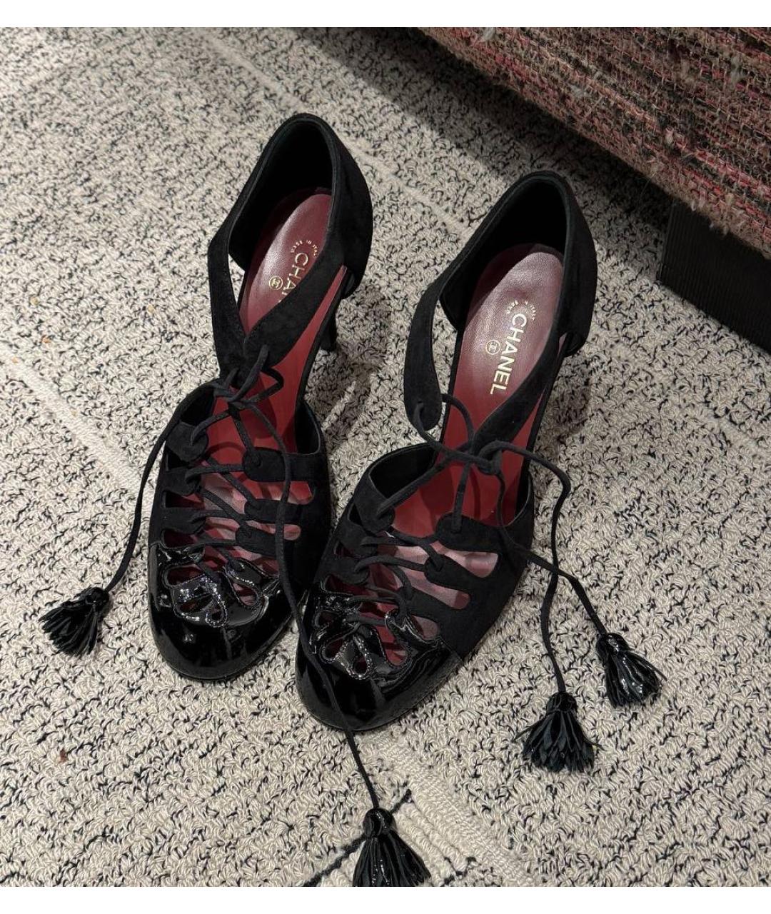 CHANEL Черные кожаные босоножки, фото 2