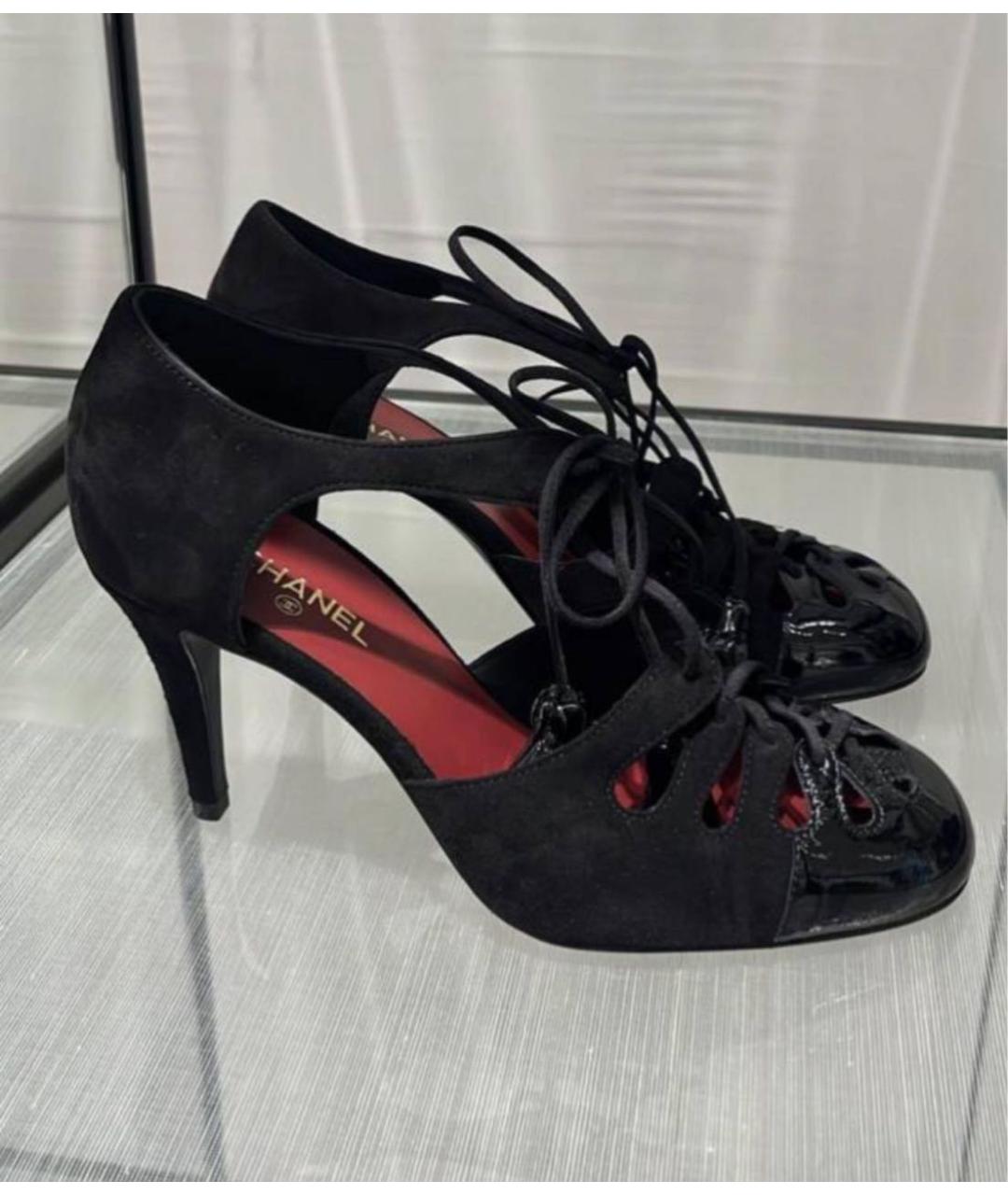 CHANEL Черные кожаные босоножки, фото 3