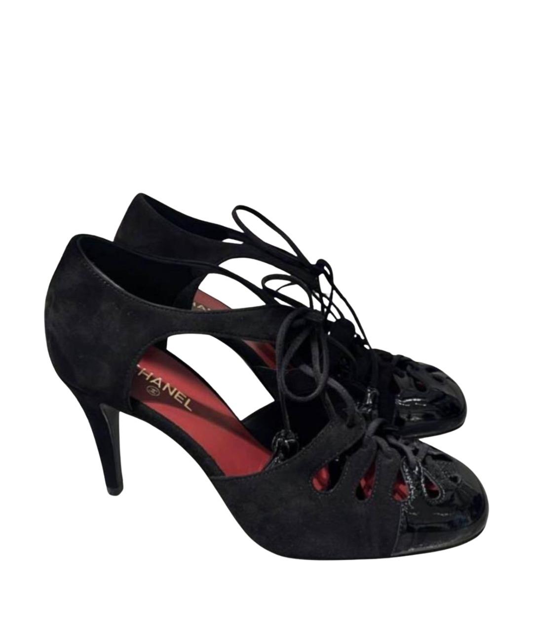 CHANEL Черные кожаные босоножки, фото 1