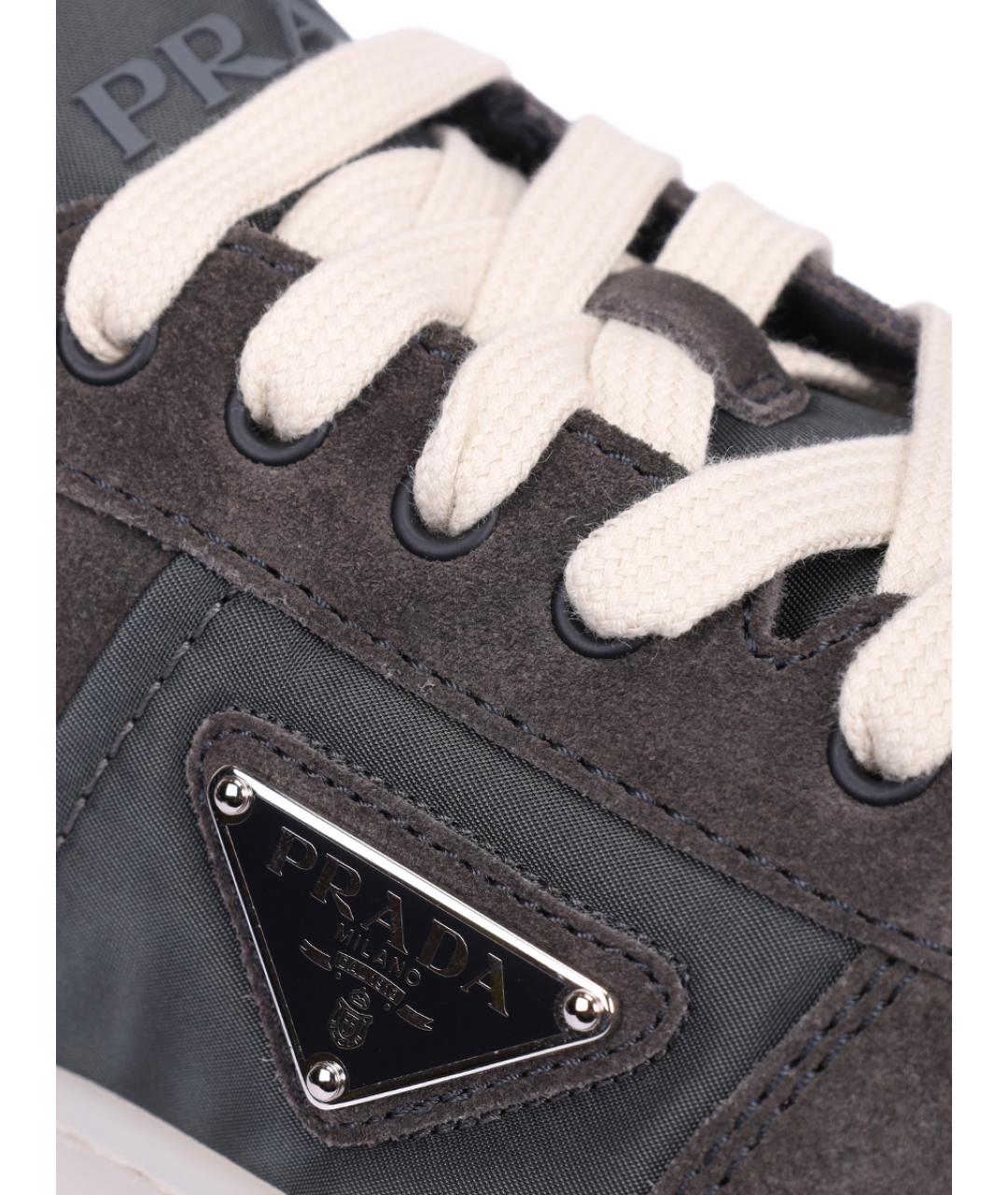 PRADA Хаки замшевые низкие кроссовки / кеды, фото 5