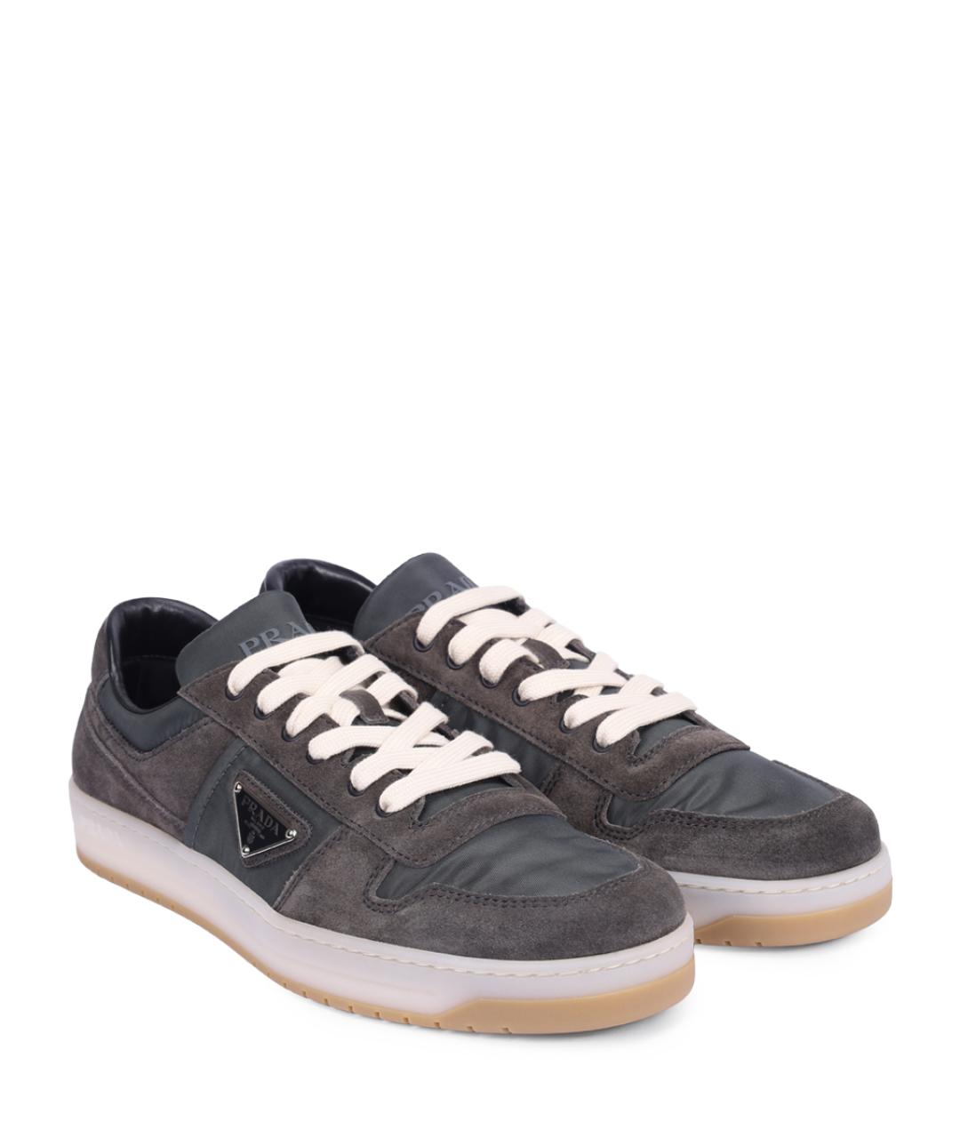 PRADA Хаки замшевые низкие кроссовки / кеды, фото 2