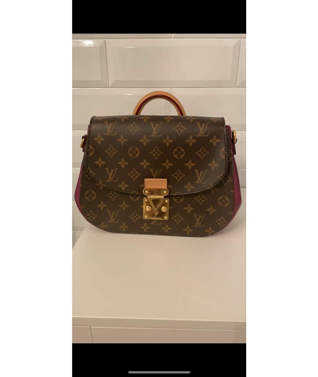 LOUIS VUITTON Коричневая кожаная сумка с короткими ручками, фото 5