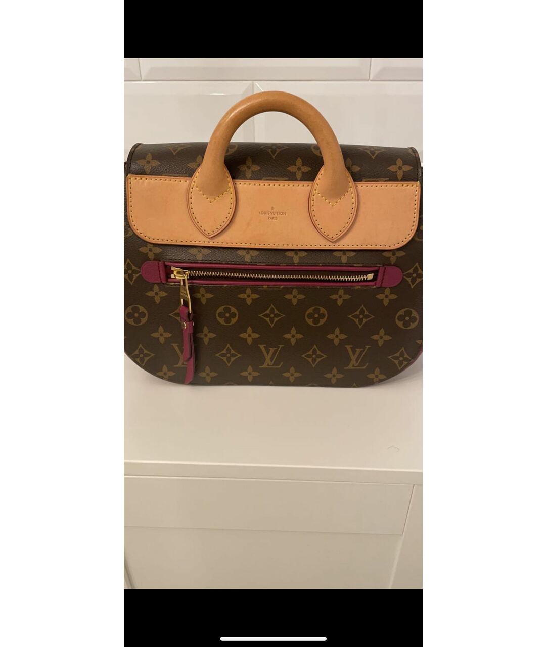 LOUIS VUITTON Коричневая кожаная сумка с короткими ручками, фото 3