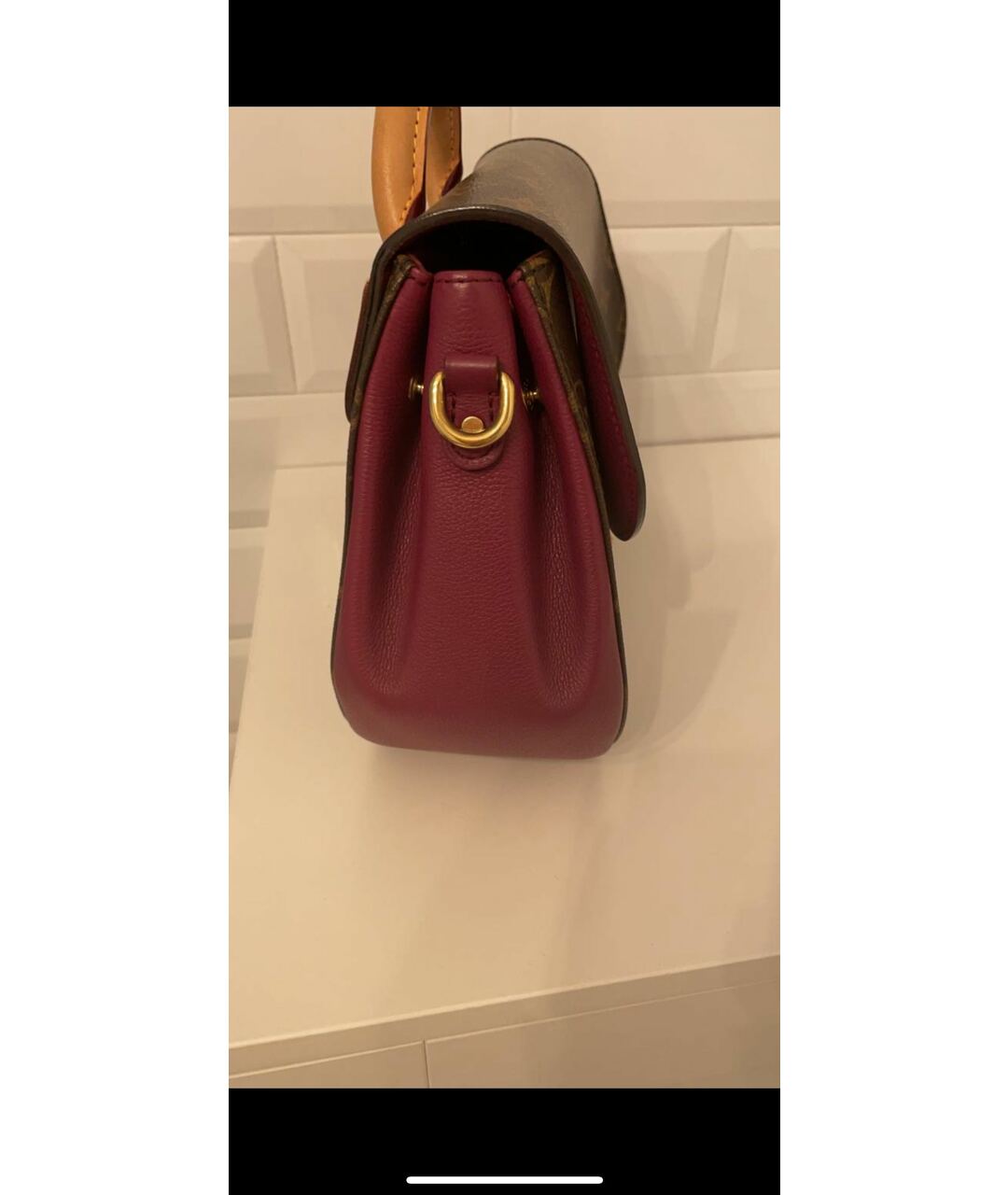 LOUIS VUITTON Коричневая кожаная сумка с короткими ручками, фото 2