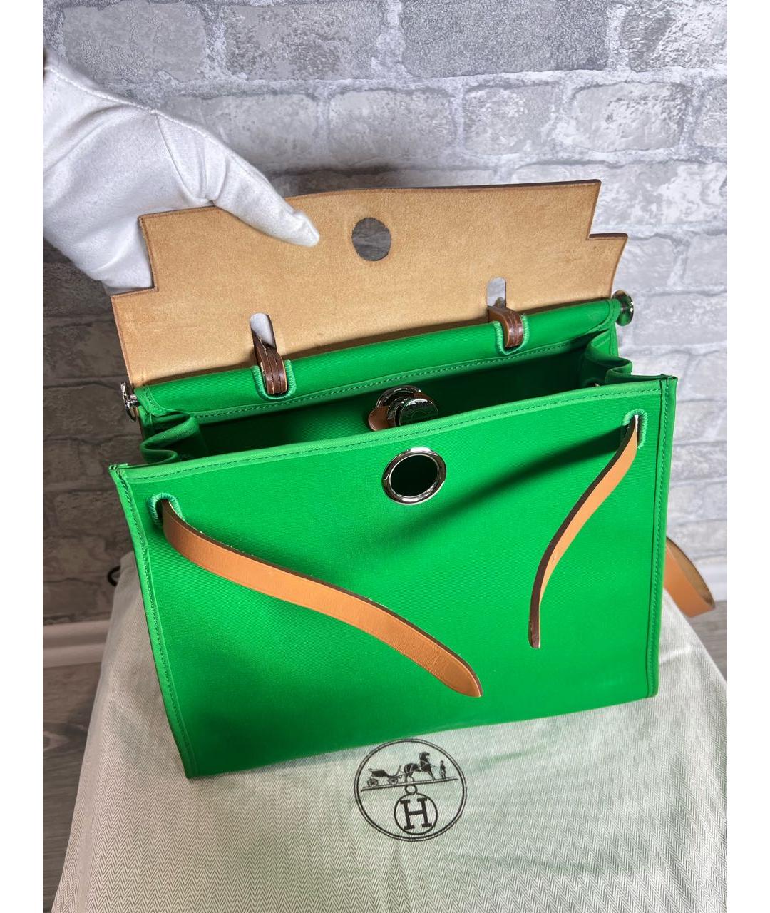 HERMES Зеленая сумка с короткими ручками, фото 7