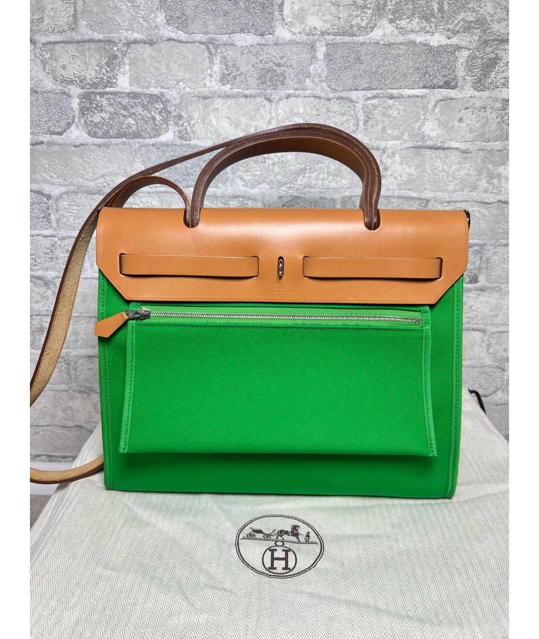 HERMES Зеленая сумка с короткими ручками, фото 3