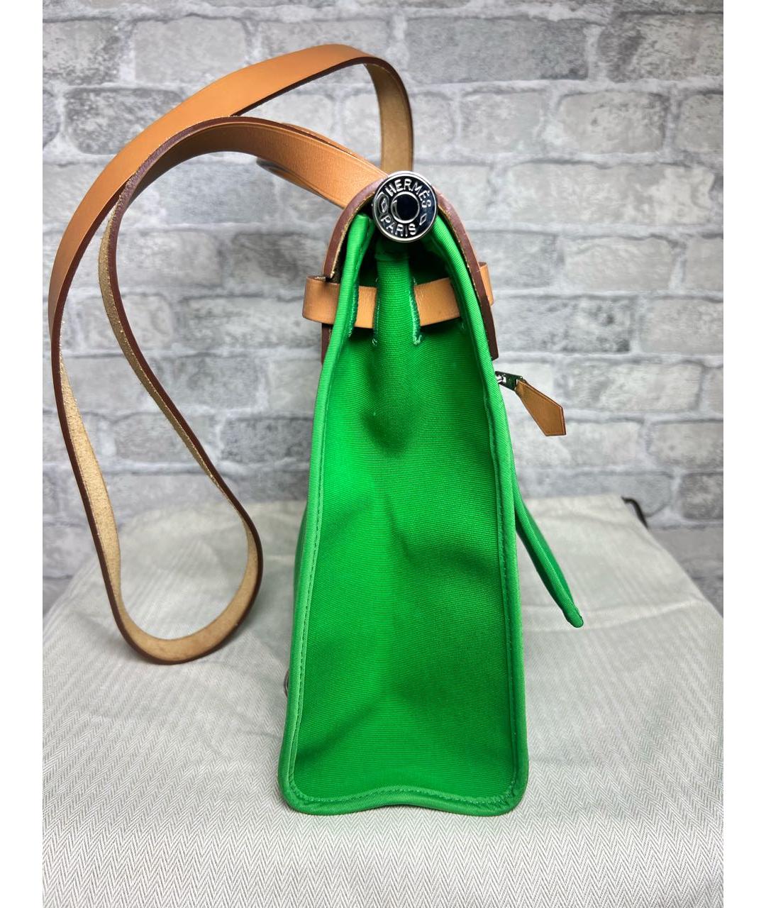 HERMES Зеленая сумка с короткими ручками, фото 5
