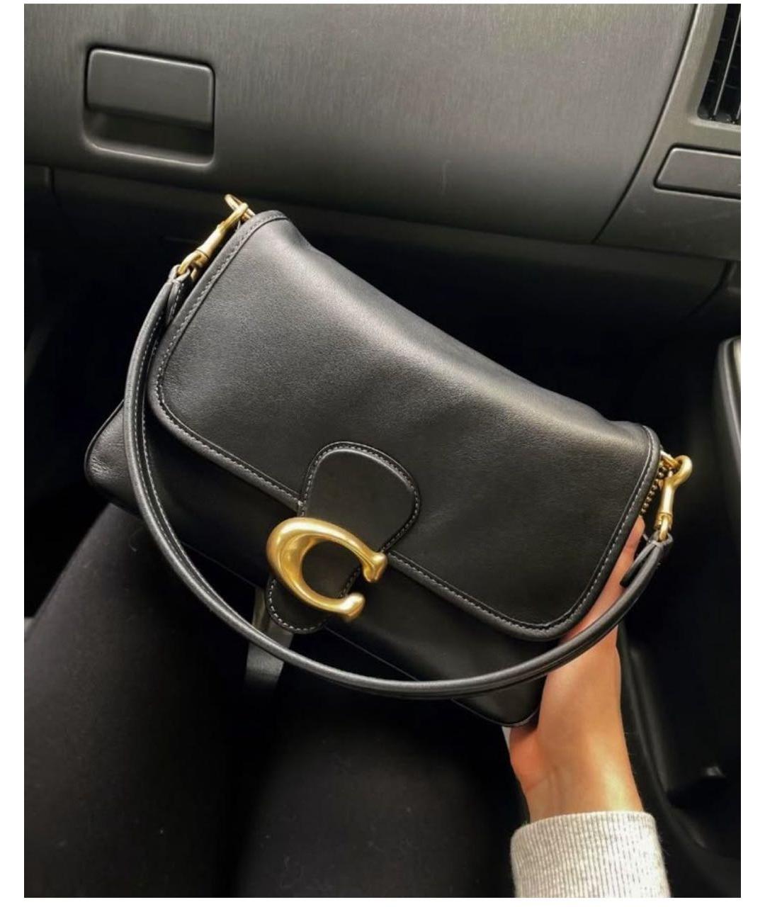 COACH Черная кожаная сумка через плечо, фото 4