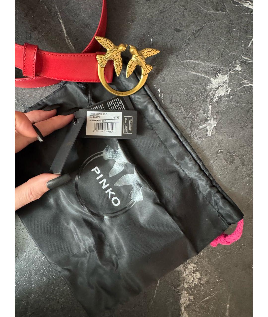 PINKO Красный кожаный ремень, фото 4
