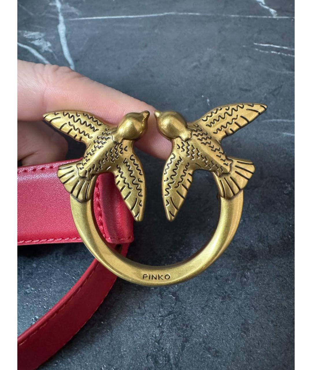 PINKO Красный кожаный ремень, фото 5