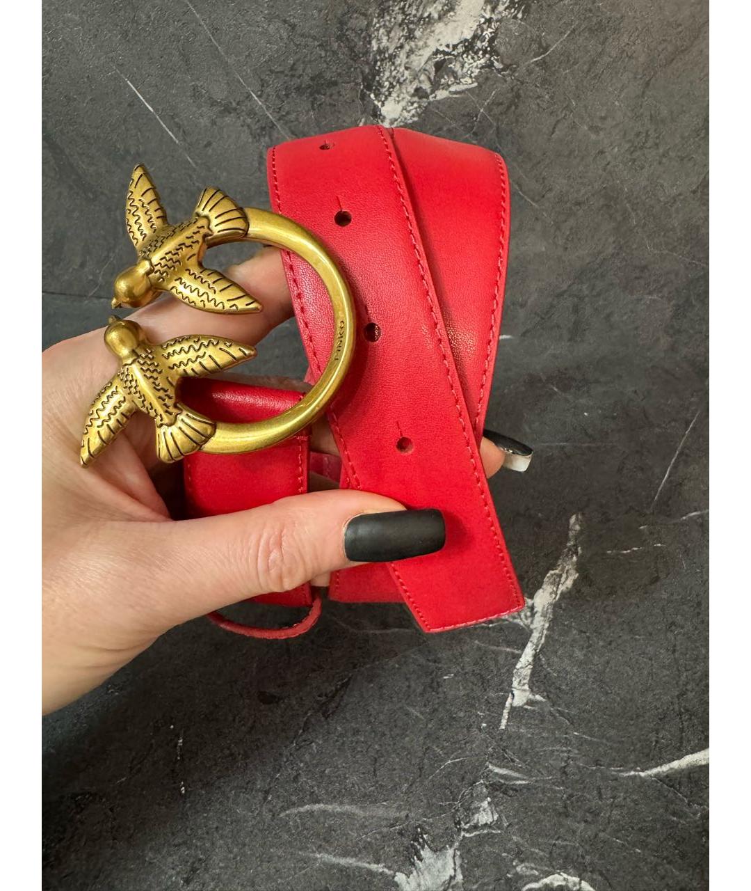 PINKO Красный кожаный ремень, фото 6