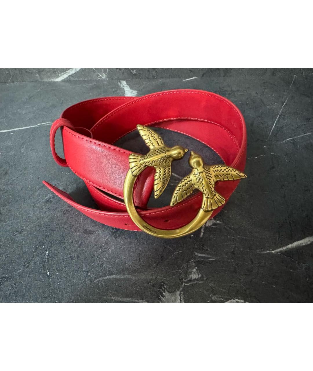 PINKO Красный кожаный ремень, фото 9
