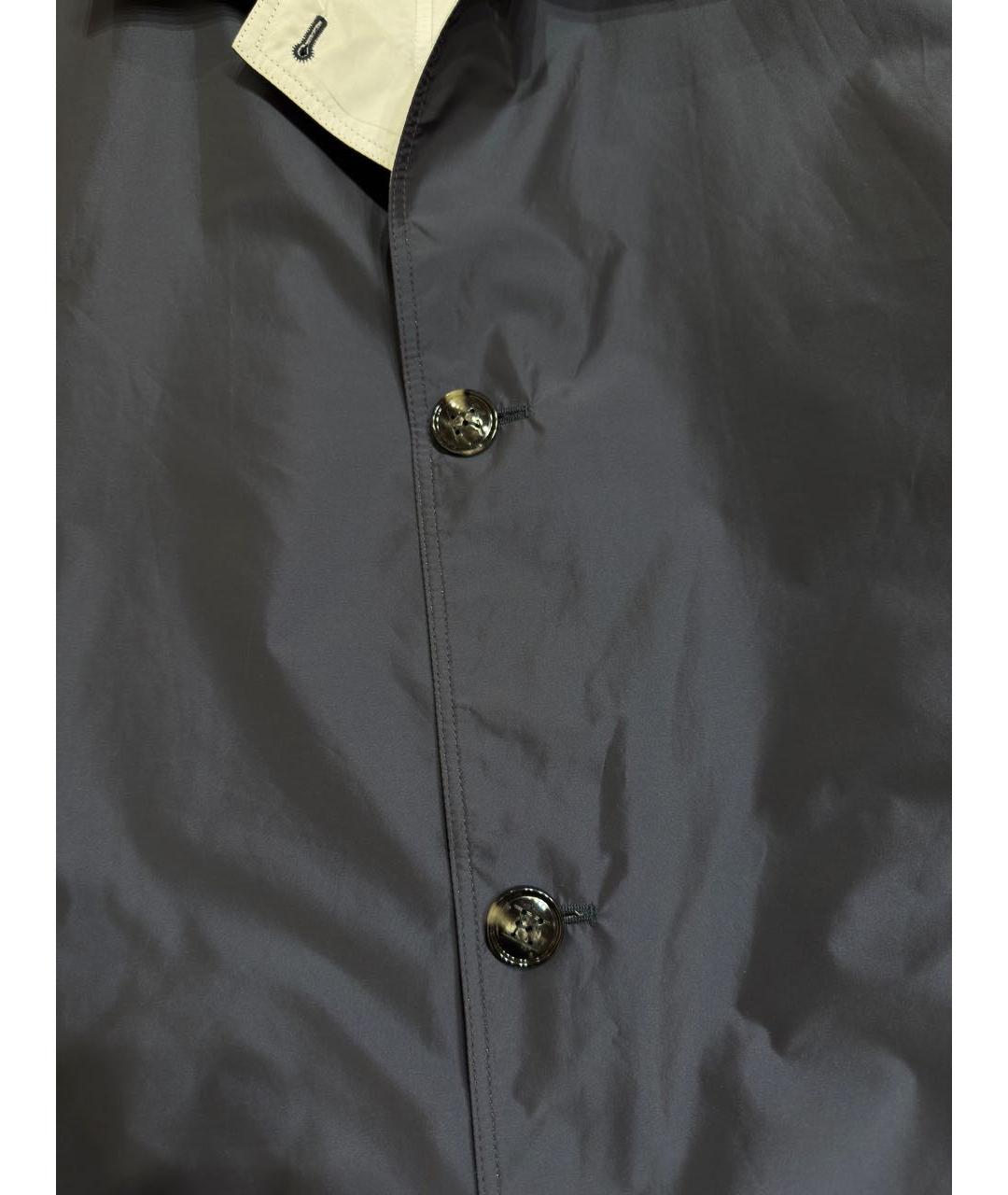 KITON Темно-синий полиэстеровый тренч / плащ, фото 4