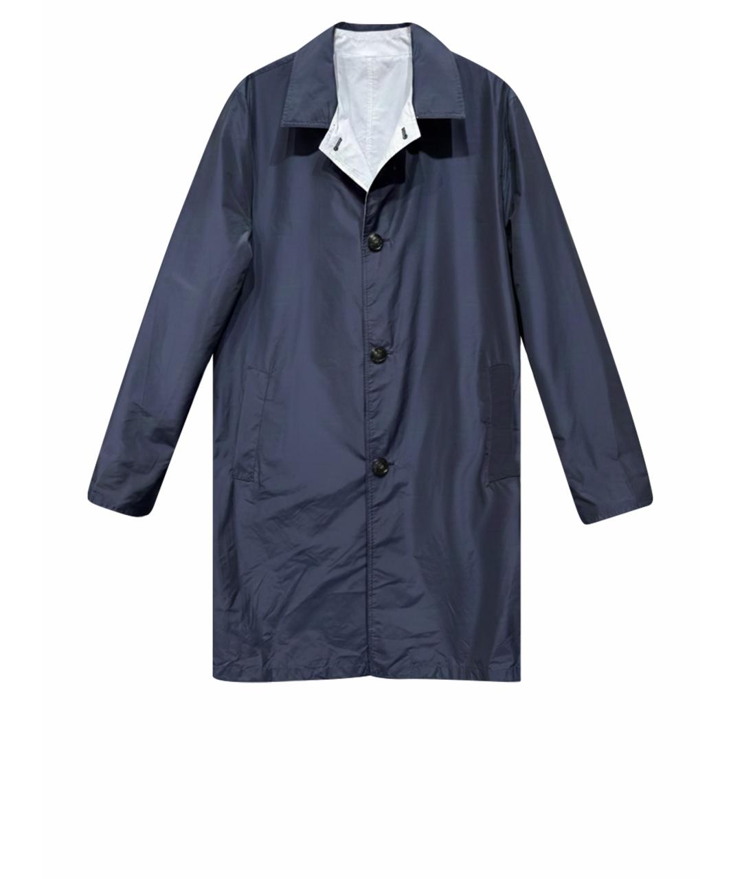 KITON Темно-синий полиэстеровый тренч / плащ, фото 1