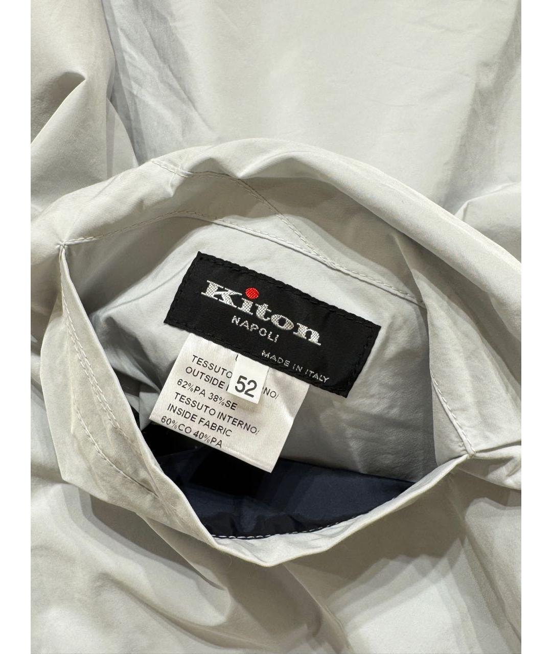 KITON Темно-синий полиэстеровый тренч / плащ, фото 7