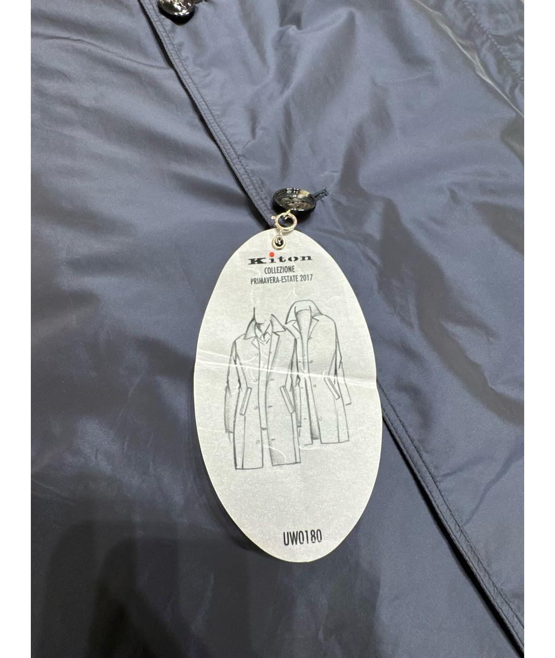 KITON Темно-синий полиэстеровый тренч / плащ, фото 5