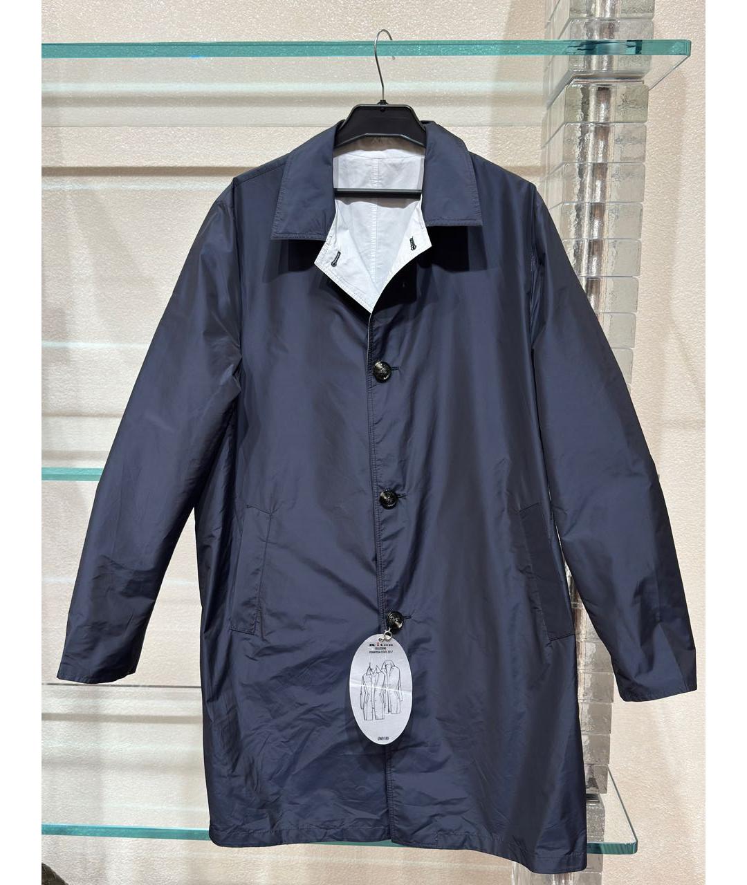 KITON Темно-синий полиэстеровый тренч / плащ, фото 8