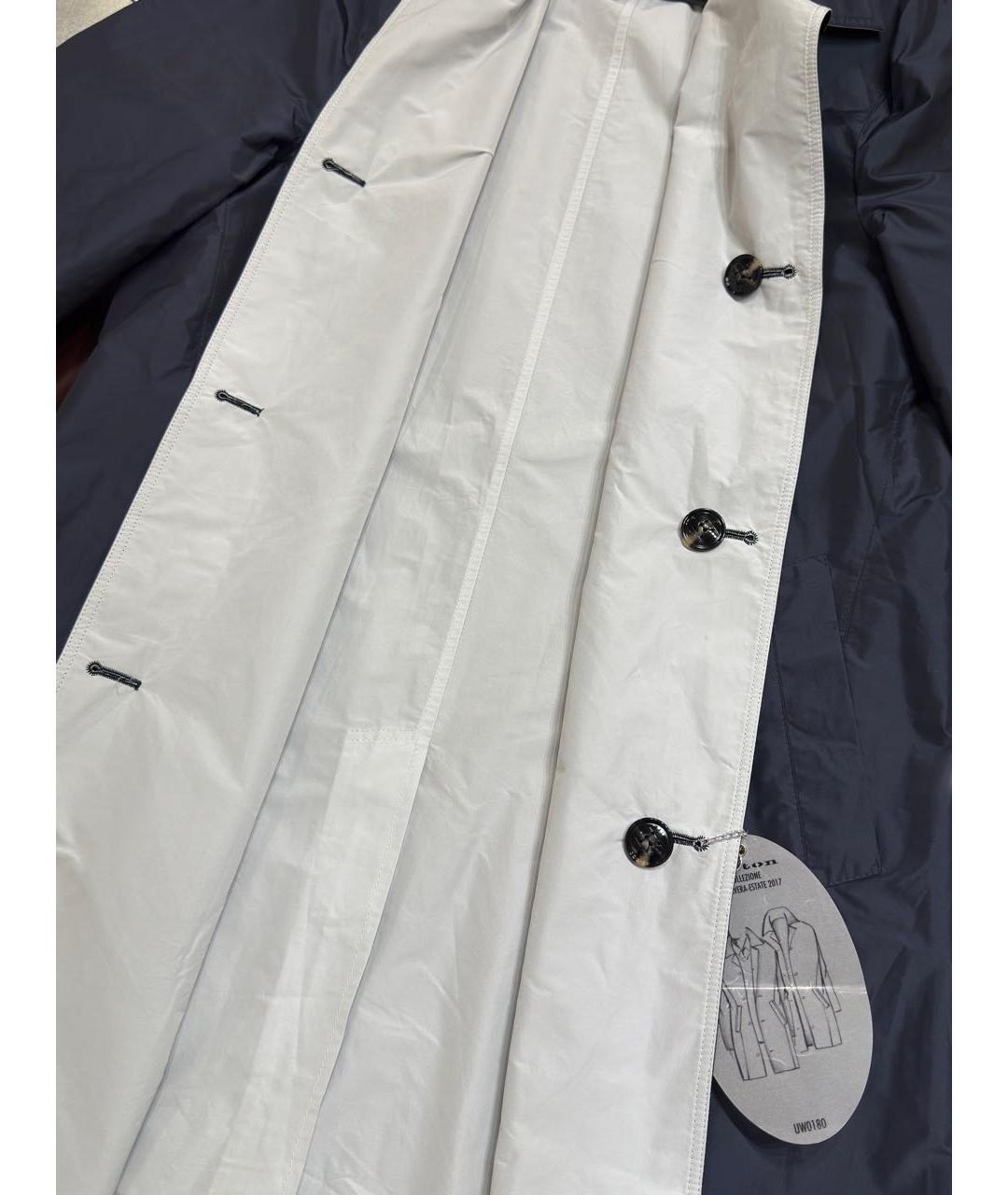 KITON Темно-синий полиэстеровый тренч / плащ, фото 6