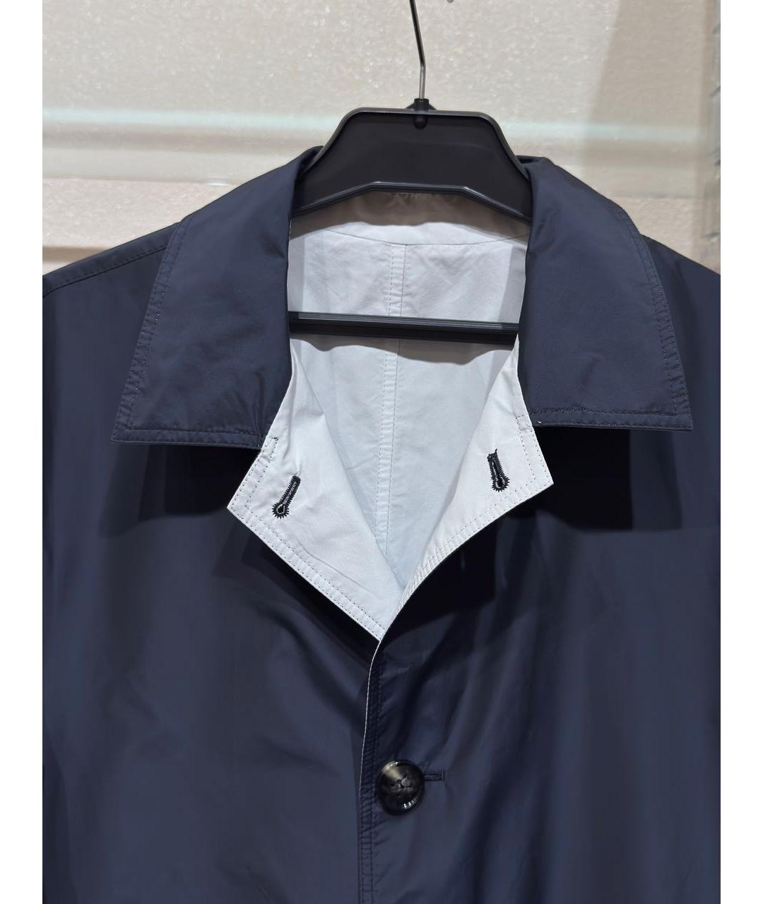 KITON Темно-синий полиэстеровый тренч / плащ, фото 3