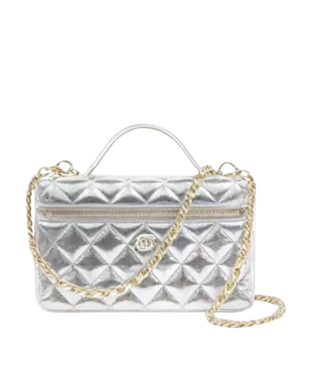 CHANEL Серебряная кожаная сумка через плечо, фото 1