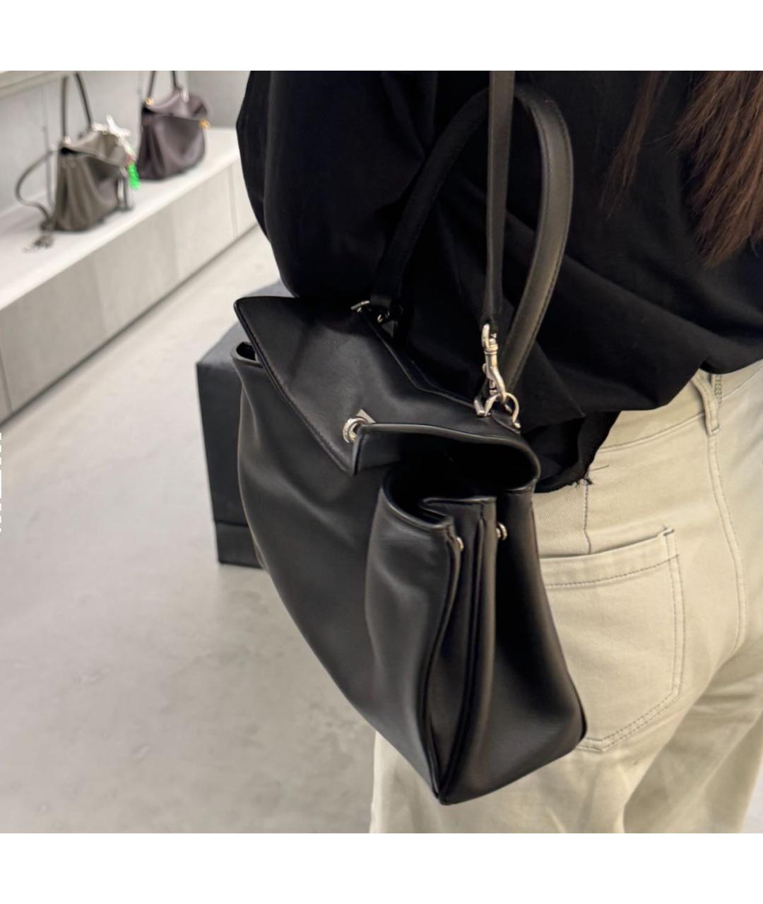 BALENCIAGA Черная кожаная сумка с короткими ручками, фото 7