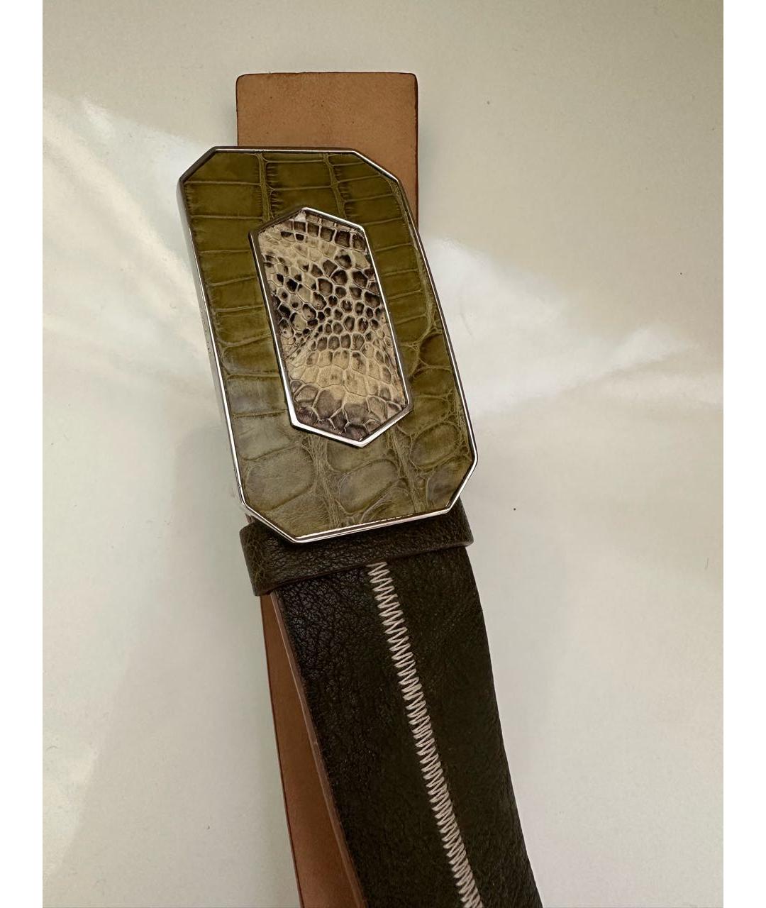 PRADA Хаки кожаный ремень, фото 4
