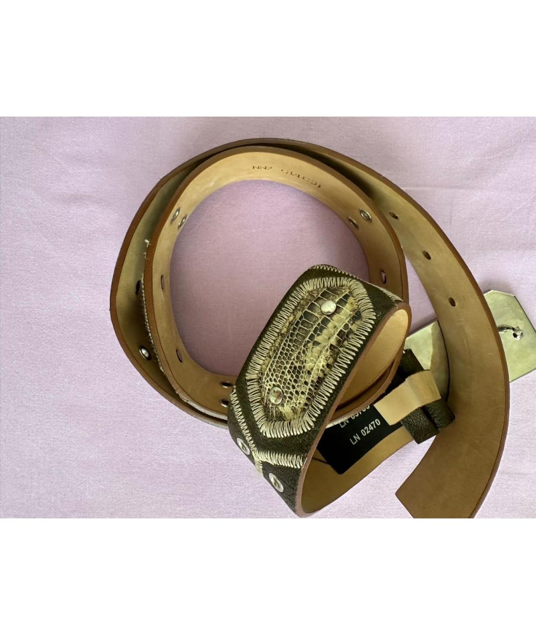 PRADA Хаки кожаный ремень, фото 2