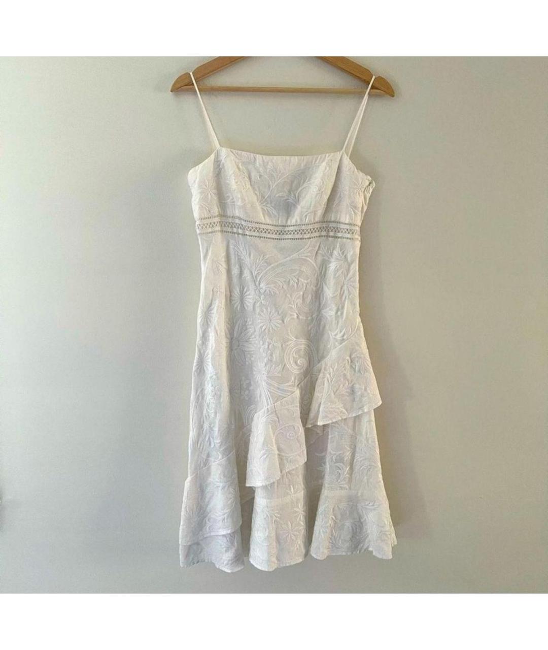 RALPH LAUREN Белое льняное коктейльное платье, фото 5