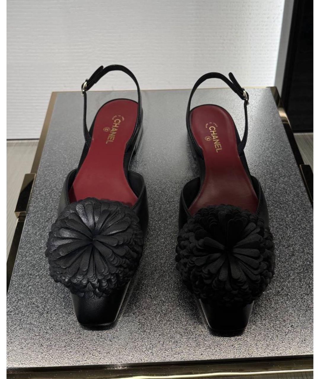 CHANEL Черные кожаные босоножки, фото 2