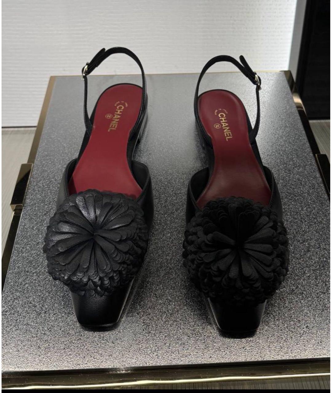 CHANEL Черные кожаные босоножки, фото 4