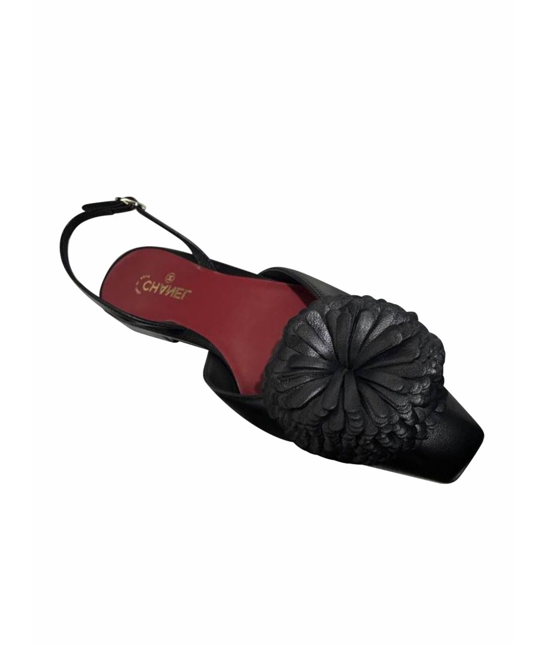 CHANEL Черные кожаные босоножки, фото 1