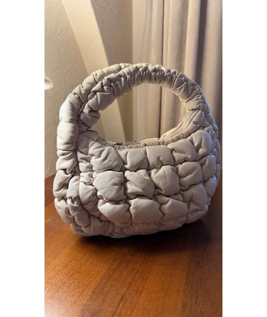 COS Бежевая кожаная сумка с короткими ручками, фото 2