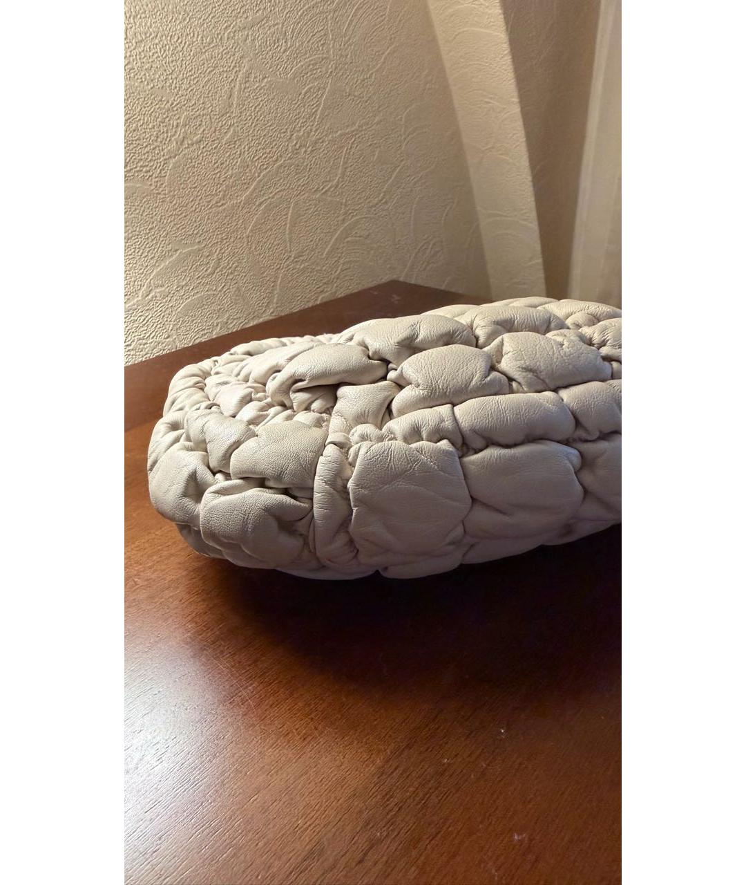 COS Бежевая кожаная сумка с короткими ручками, фото 3