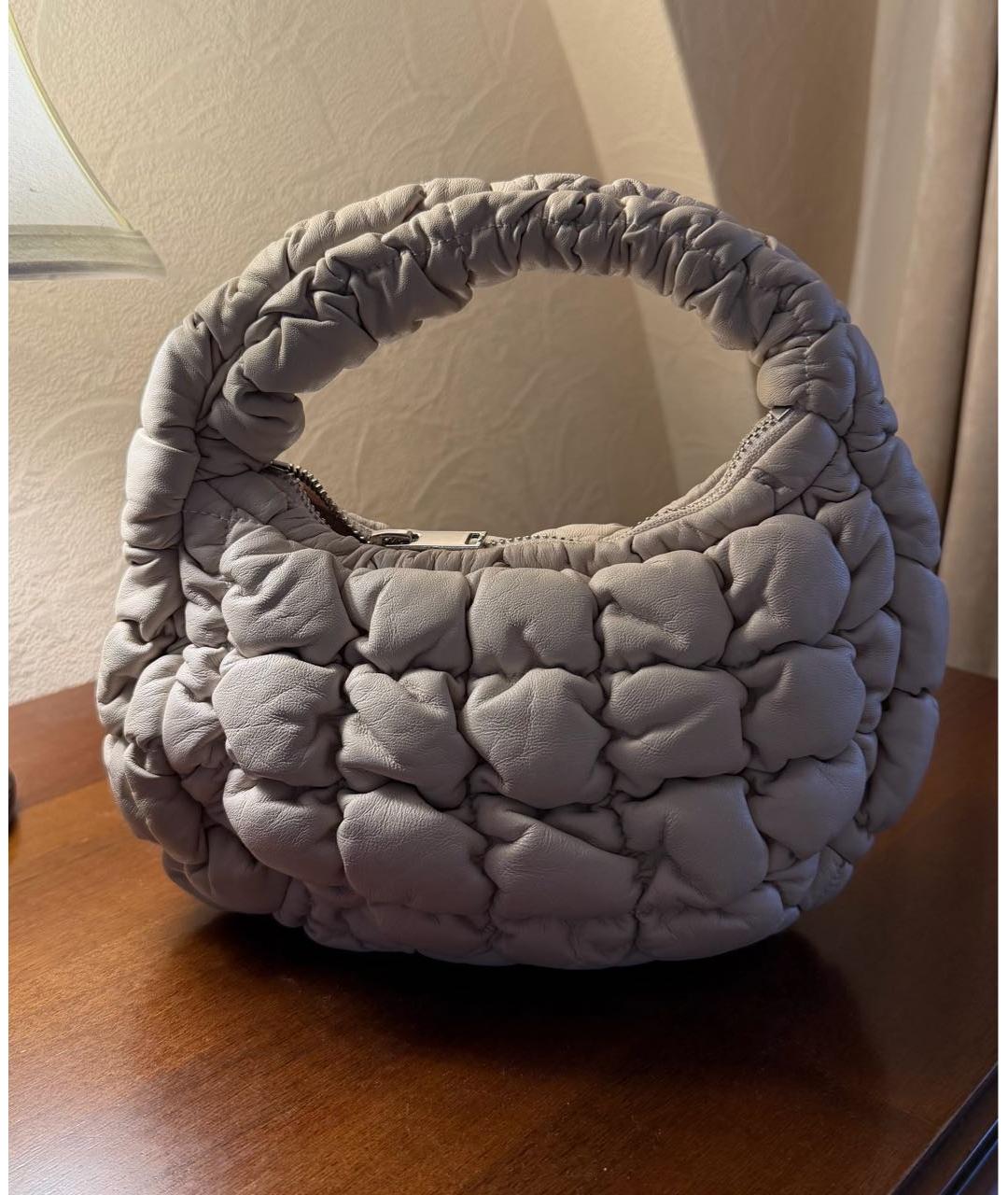 COS Бежевая кожаная сумка с короткими ручками, фото 7