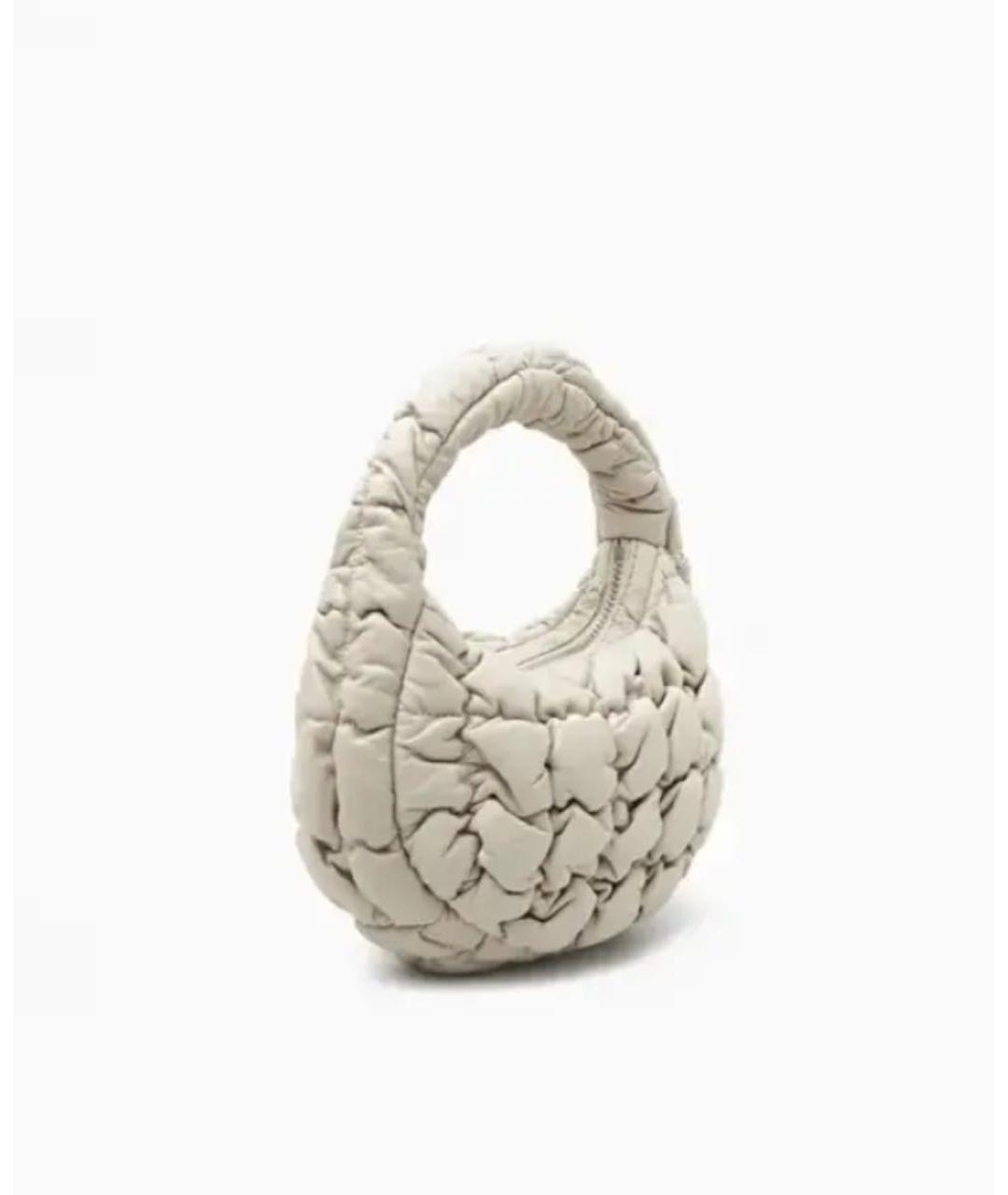 COS Бежевая кожаная сумка с короткими ручками, фото 5