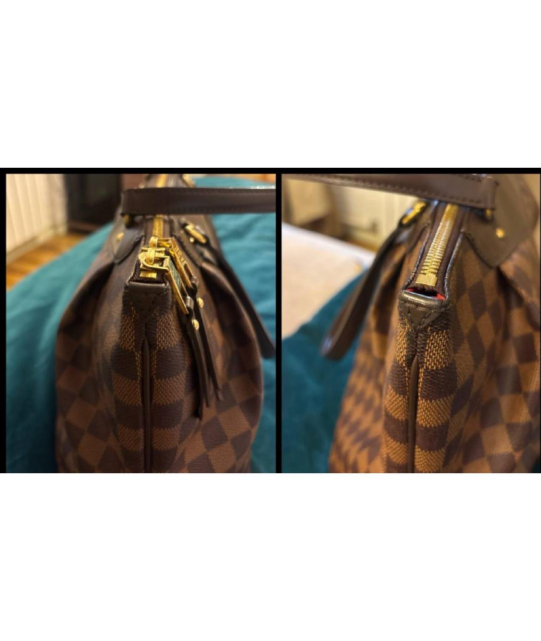 LOUIS VUITTON Коричневая кожаная сумка тоут, фото 6