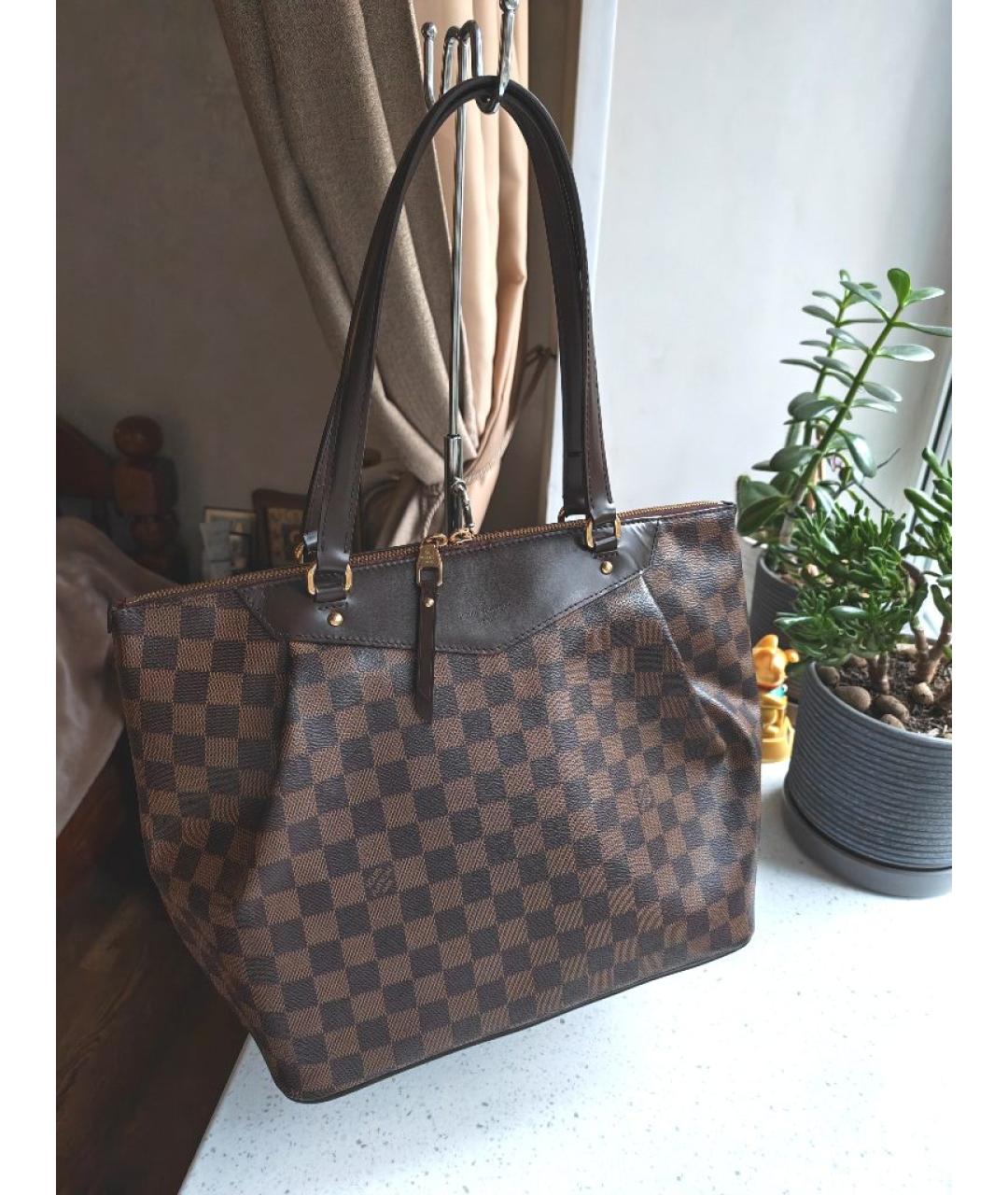 LOUIS VUITTON Коричневая кожаная сумка тоут, фото 3