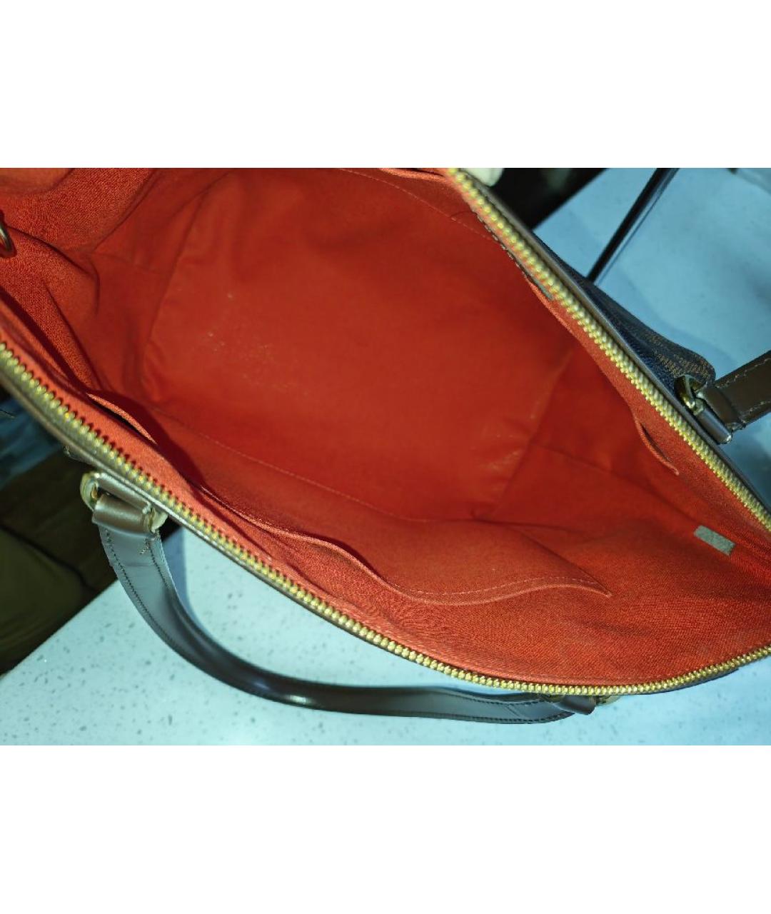 LOUIS VUITTON Коричневая кожаная сумка тоут, фото 4