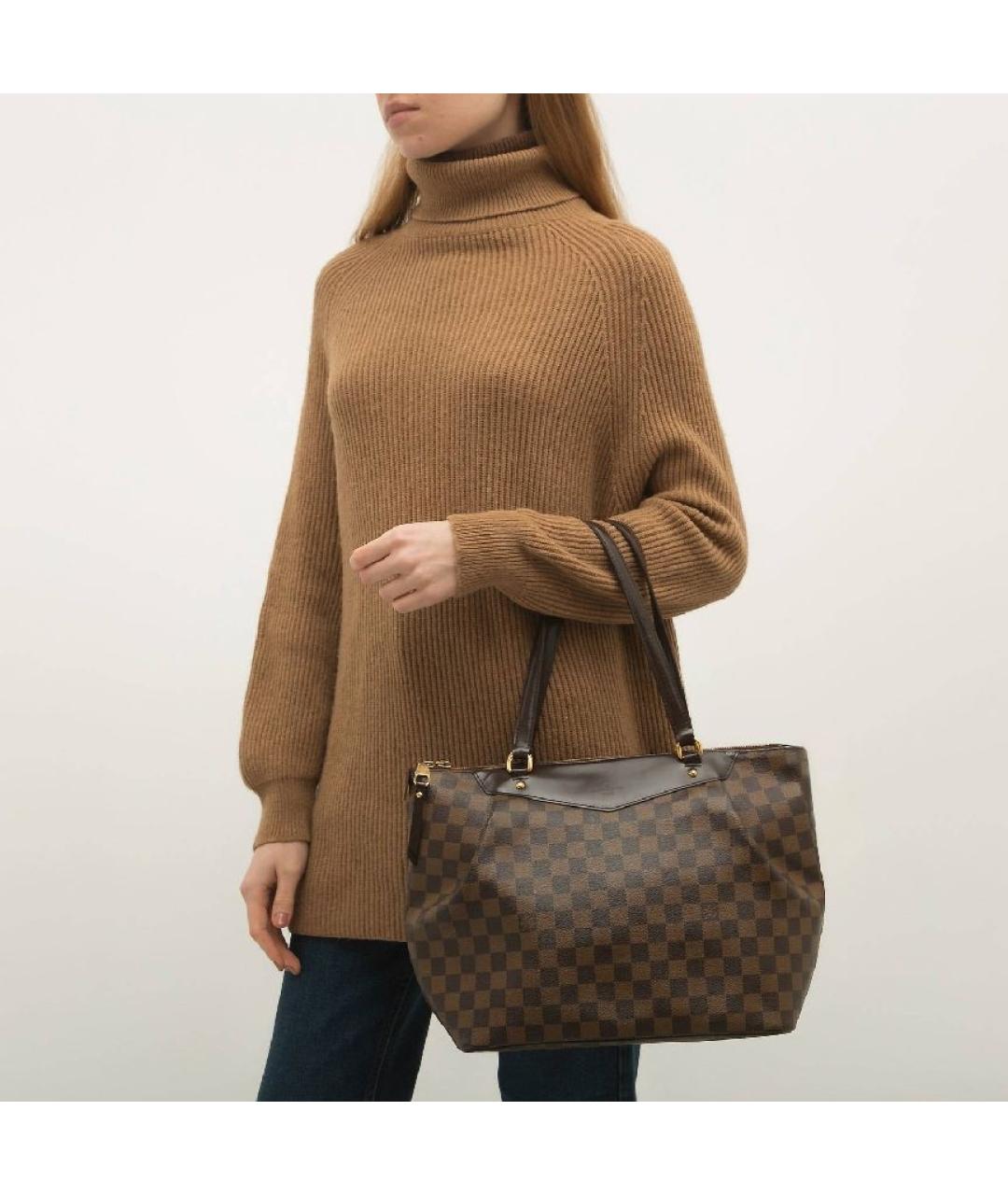 LOUIS VUITTON Коричневая кожаная сумка тоут, фото 8