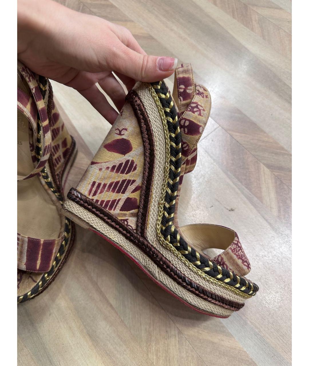 CHRISTIAN LOUBOUTIN Мульти текстильные босоножки, фото 6