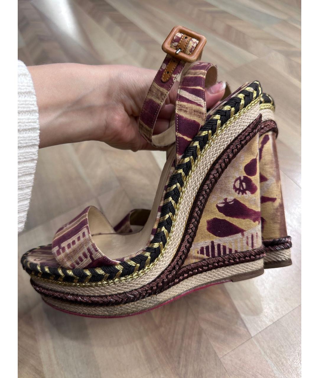 CHRISTIAN LOUBOUTIN Мульти текстильные босоножки, фото 5