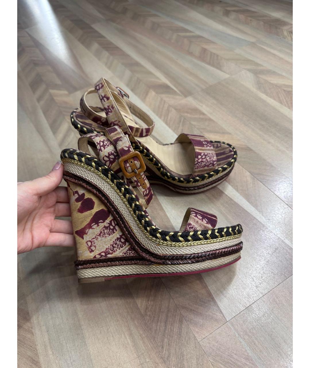 CHRISTIAN LOUBOUTIN Мульти текстильные босоножки, фото 3