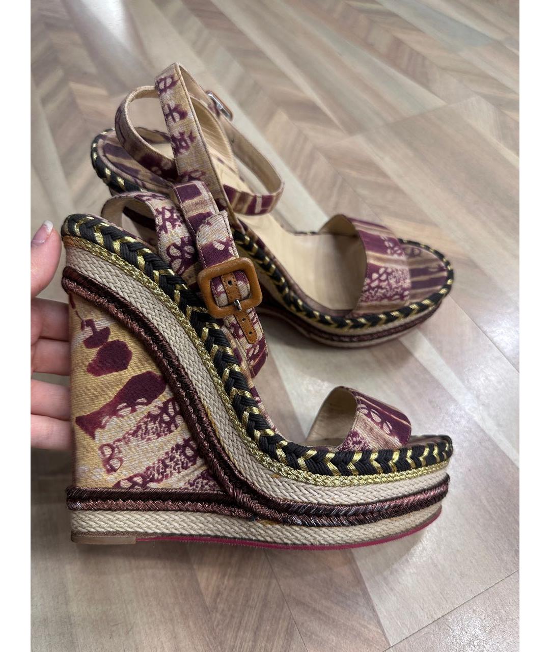 CHRISTIAN LOUBOUTIN Мульти текстильные босоножки, фото 9