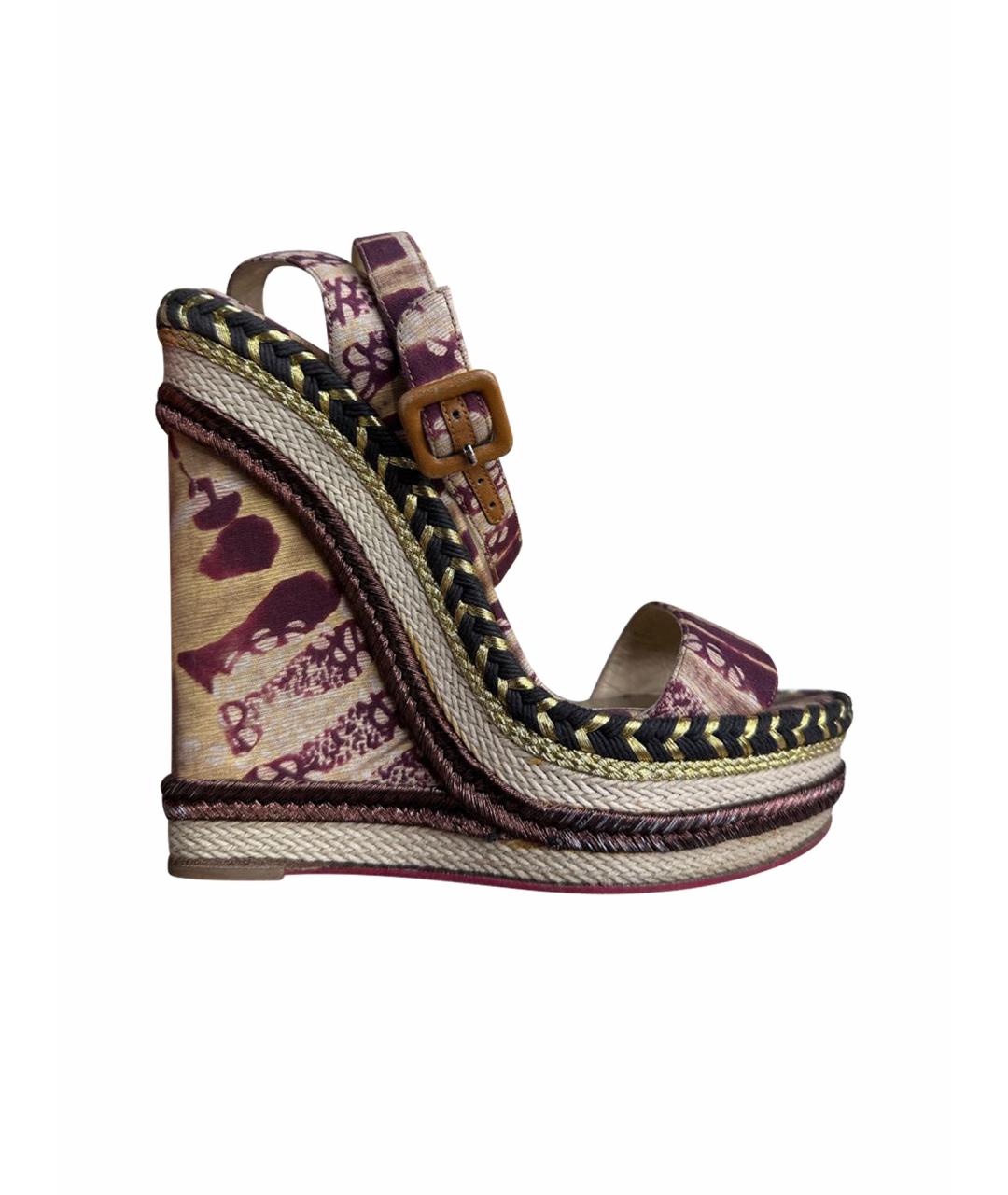 CHRISTIAN LOUBOUTIN Мульти текстильные босоножки, фото 1