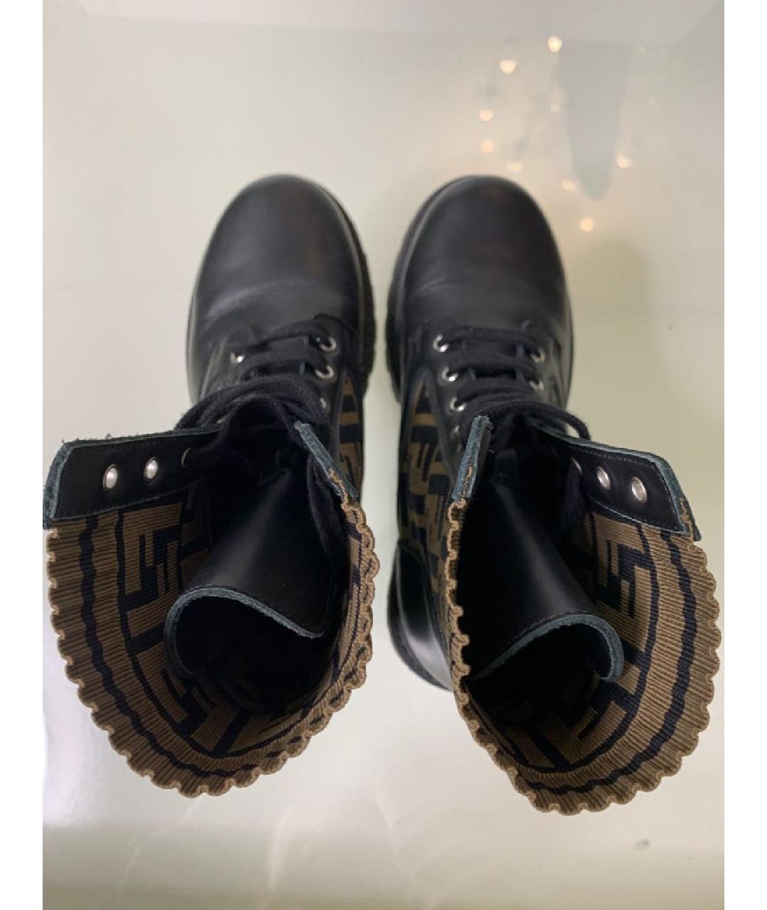 FENDI Черные кожаные ботинки, фото 4