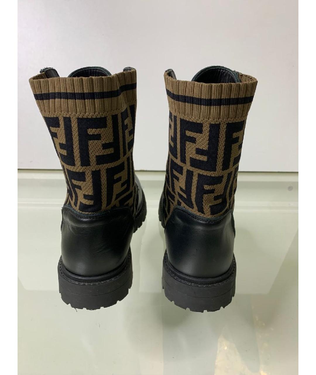 FENDI Черные кожаные ботинки, фото 3